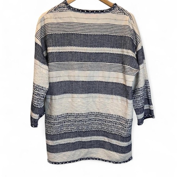 Vilagallo Blue White Striped Open Cardigan Sweater Size 40 / US 8 Pearls Tweed - Picture 2 of 8